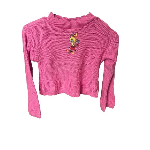 WB Looney tunes pink tweety bird sweatshirt size 7/8 - Picture 3 of 9